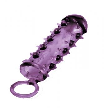 Закрытая фиолетовая насадка с пупырышками SAMURAI PENIS SLEEVE PURPLE - 14,5 см