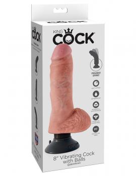 Вибромассажер со съёмной присоской 8  Vibrating Cock with Balls - 20,3 см