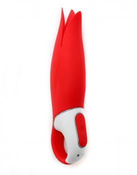 Красный вибратор Satisfyer Vibes Power Flower с лепестками - 18,8 см